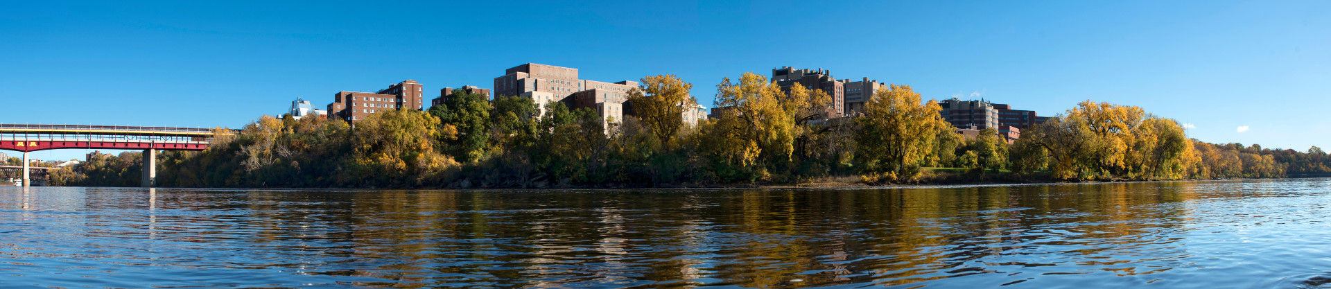 UMN Twinc Cities campus photographed from the river